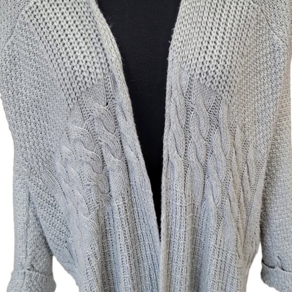 Sam Edelman Sarita Gray Mixed Knit Long Cardigan Sweater Women’s Small Oversized - Picture 3 of 10